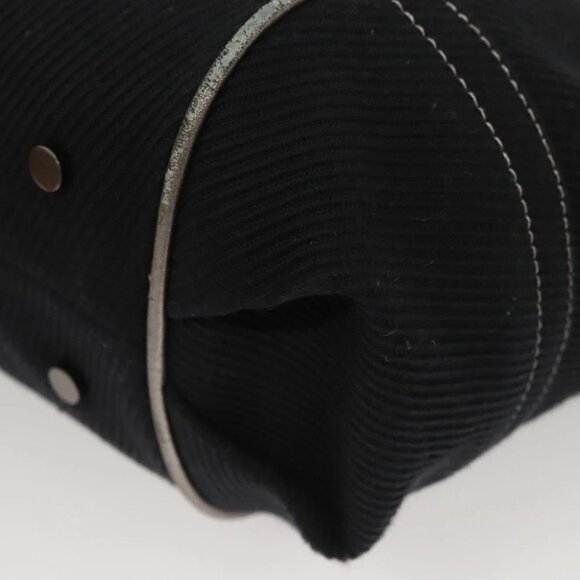 BURBERRY Blue Label Hand Bag Canvas Black Silver Auth - Picture 8 of 16